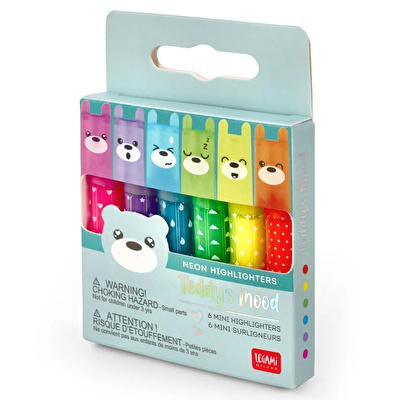 LEGAMI Mini Ayıcık Fosforlu Kalem (6'lı Set)