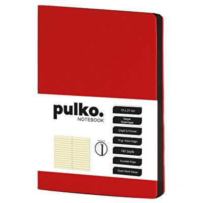 PULKO Notebook Not Defteri, 15x21 cm Çizgili, Kırmızı