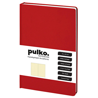 PULKO Notebook Not Defteri, 16x24 cm, Noktalı, Kırmızı