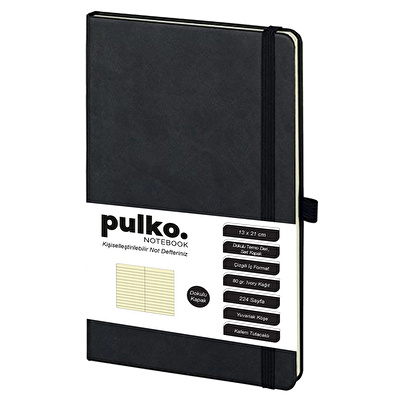 PULKO Notebook Klasik Çizgili Not Defteri 13x21 cm Siyah