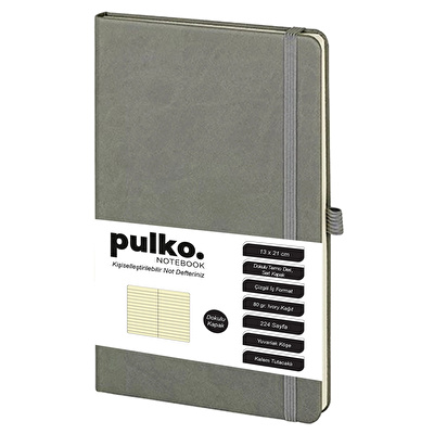 PULKO Notebook Klasik Çizgili Not Defteri 13x21 cm Gri