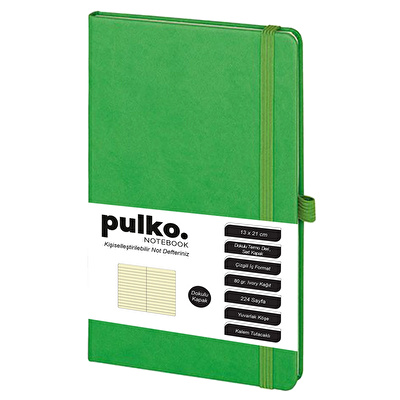 PULKO Notebook Klasik Çizgili Not Defteri 13x21 cm Lime Yeşil