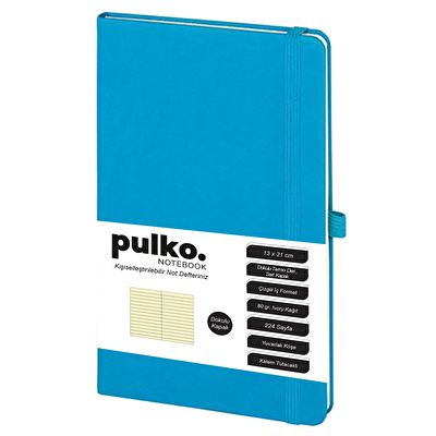 PULKO Notebook Klasik Çizgili Not Defteri 13x21 cm Turkuaz