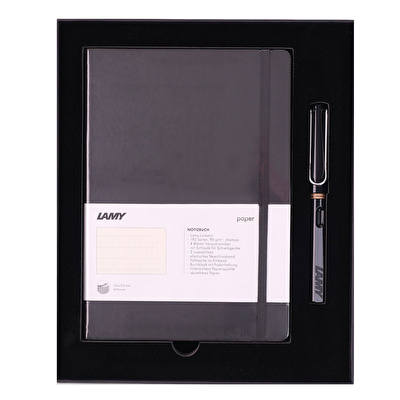 LAMY Safari Dolma Kalem Metal Klips M Uç Siyah+LAMY Yumuşak Kapak Defter A5 Siyah