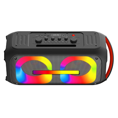 SUNIX 120W Çıkış Gücü 15W Wireless Şarj Ekolayzer TWS Mikrofon ve Gitar Girişli Ledli Bluetooth Hoparlör