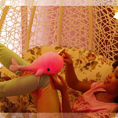 DHINK Narwhal Pembe Gece Lambası