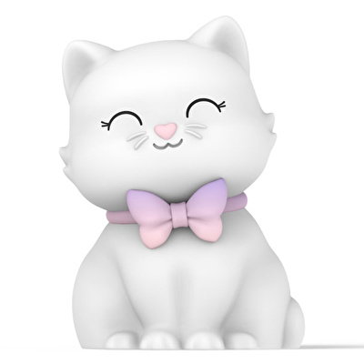 DHINK Silikon Gece Lambası Kedi Tosh Beyaz