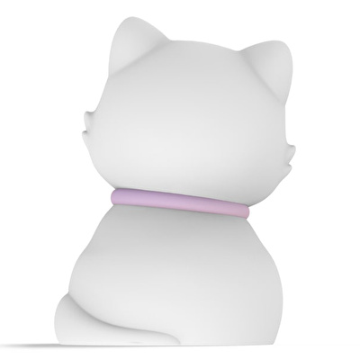DHINK Silikon Gece Lambası Kedi Tosh Beyaz