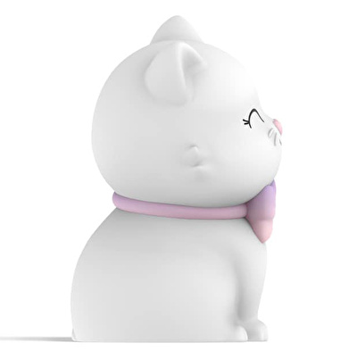DHINK Silikon Gece Lambası Kedi Tosh Beyaz