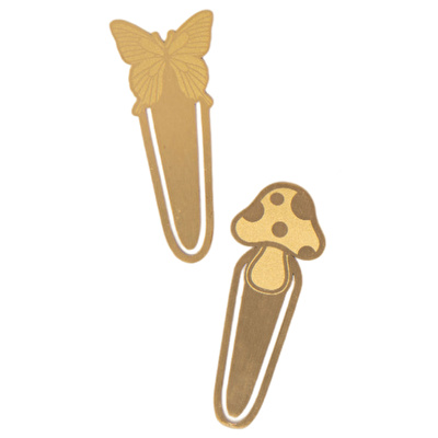 DESIGNWORKS INK Brass Page Tabs Mushrooms+Butterfly 2'li Metal Kitap Ayracı