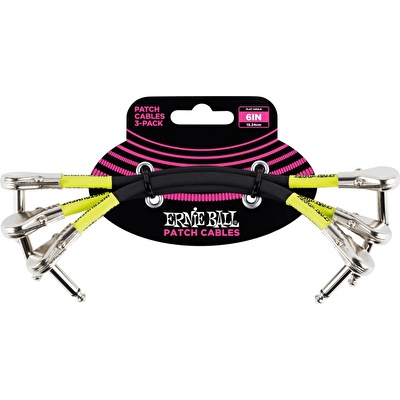 ERNIE BALL P06059 Siyah – Neon Yeşil 6" Düz Açılı 3'lü Paket Kablo