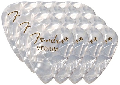 Fender 351 Shape Premium Picks Medium 12 Pack White Moto Picks Pena