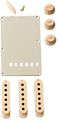 Fender Stratocaster Accessory Kit Aged White Knobs Kits & Pick Up Covers Yedek Parça