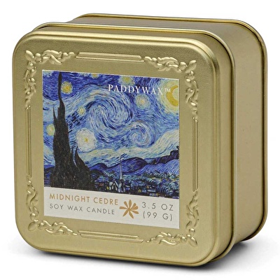 PADDYWAX Empresyonistler Metal Teneke Mum 99 gr 8x8 cm Van Gogh The Starry Night