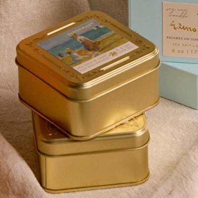 PADDYWAX Empresyonistler Metal Teneke Mum 99 gr 8x8 cm Degas Renoir Figures On The Beach
