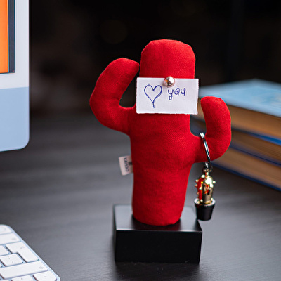 KAYIGO Woody Siyah Üçlü Ofis Seti - Kırmızı Cactus