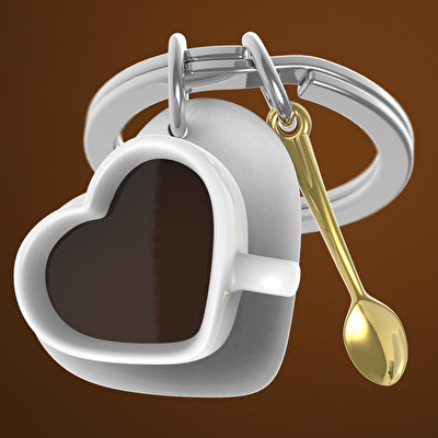 METALMORPHOSE Kalp Kahve Fincanı Anahtarlık