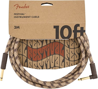 Fender 10' Angled Festival Pure Hemp Brown Stripe Enstrüman Kablosu