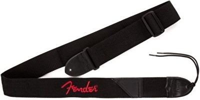 Fender 2" Black Poly Strap w/ Red Fender Logo Askı