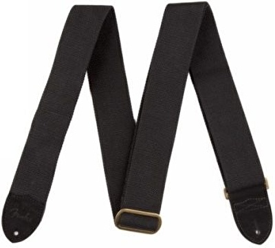 Fender 2" Cotton/Leather Strap w/ Fender Logo Black Askı