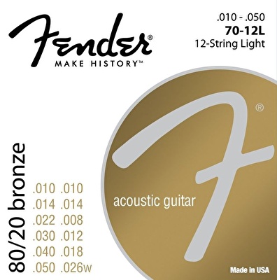 Fender 80/20 Bronze Acoustic Strings Ball End 70M .013-.056 Gauges String Sets - Akustik Gitar Teli