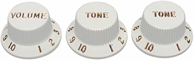 Fender Stratocaster Parchment (Volume -Tone - Tone) 3'lü Set Kontrol Düğmesi