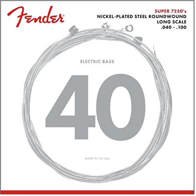 Fender Super 7250 Bass Strings Nickel Plated Steel Long Scale Gauges 7250L .040-.100 String Sets - Bas Gitar Teli