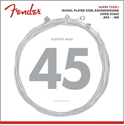 Fender Super 7250 Bass Strings Nickel Plated Steel Long Scale 7250ML Gauges .045-.100 String Sets - Bas Gitar Teli