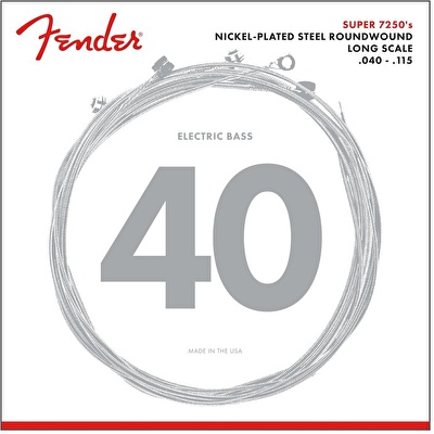 Fender Super 7250 Bass Strings Nickel Plated Steel Long Scale 7250-5L Ggs .040-.115 Set of 5 String Sets - Bas Gitar Teli