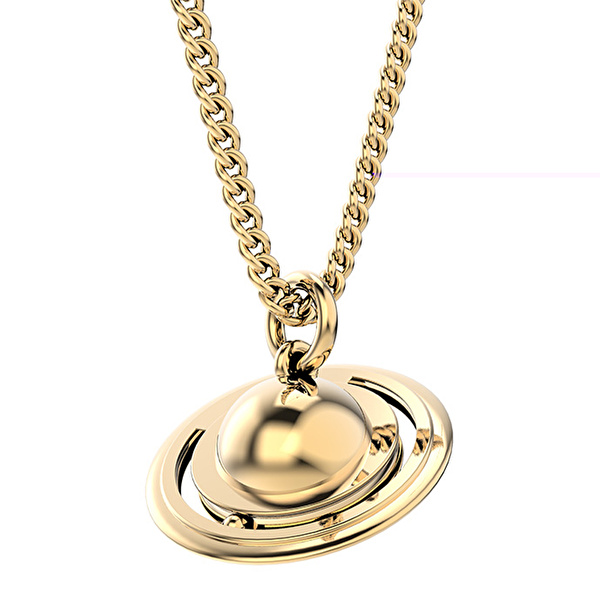 CHOCLI 18 Ayar Altın Kaplama Satürn Kolye