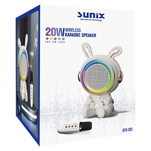 SUNIX 20W 2400 mAh Karaoke Mikrofonlu Ledli Bluetooth Hoparlör