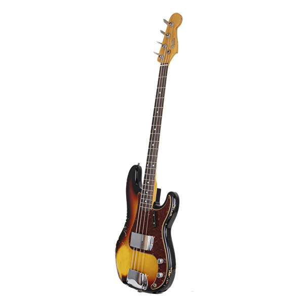 Fender Custom Shop Limited Edition 1966 Precision Bass Heavy Relic Aged Bleached 3 Ton Sunburst Bas Gitar