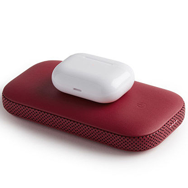 LEXON Powersound Deri Kablosuz Şarj Cihazı ve Bluetooth Hoparlör Kırmızı