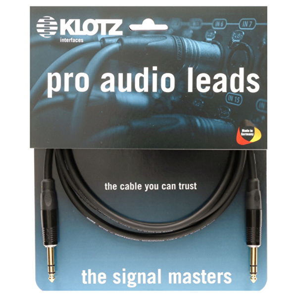 Klotz B-3 Profesyonel Balanslı Klotz Altın TRS Konnektör Uçlu Siyah 1mt MY206 Ses Kablosu