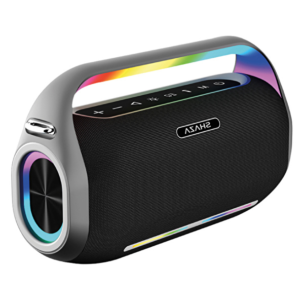 SHAZA 250W Ses Çıkışı Mikrofonlu Taşınabilir Bluetooth Hoparlör Siyah