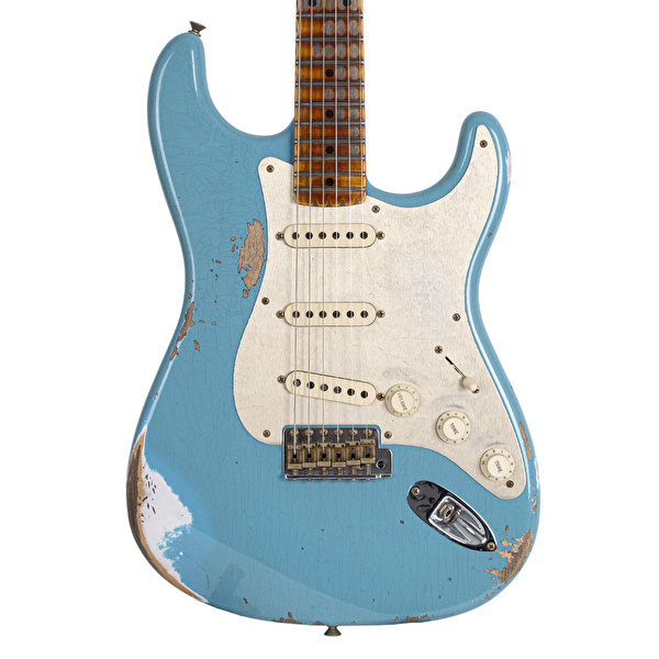 Fender Custom Shop Limited Edition 1958 Stratocaster Heavy Relic Akçaağaç Klavye Super Faded Aged Taos Turquoise Elektro Gitar