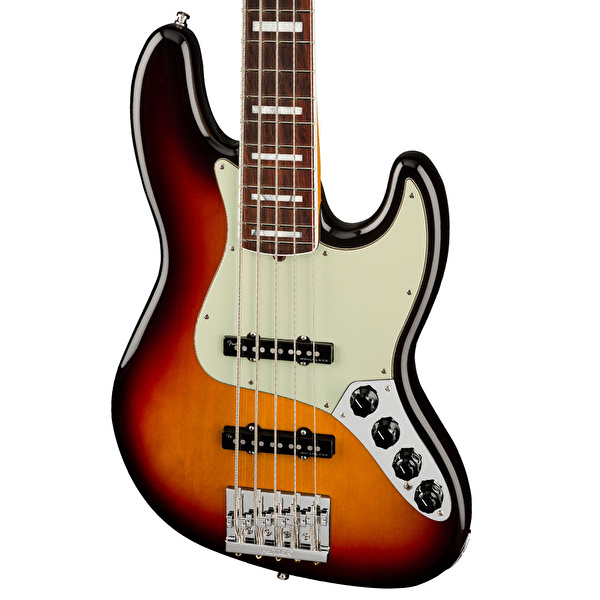 Fender American Ultra Jazz Bass V Gülağacı Klavye Ultraburst Bas Gitar