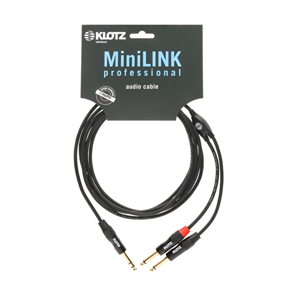 Klotz Profesyonel TRS -2x TS  Altın Uçlu 1,5 mt Siyah Y Kablo