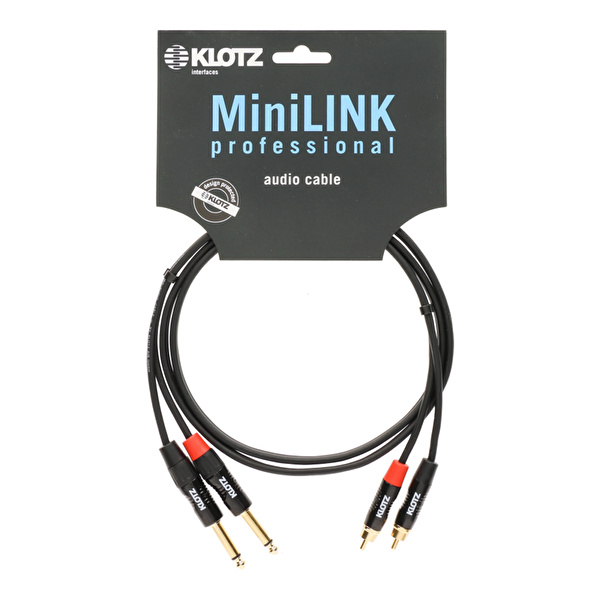 Klotz Pro Twincable Altın Uçlu 2x TS - 2x RCA 1,5mt İkili Siyah Kablo