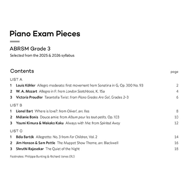 Piano Exam Pieces 2025 & 2026, ABRSM Grade 3 : Selected from the 2025 & 2026 Syllabus