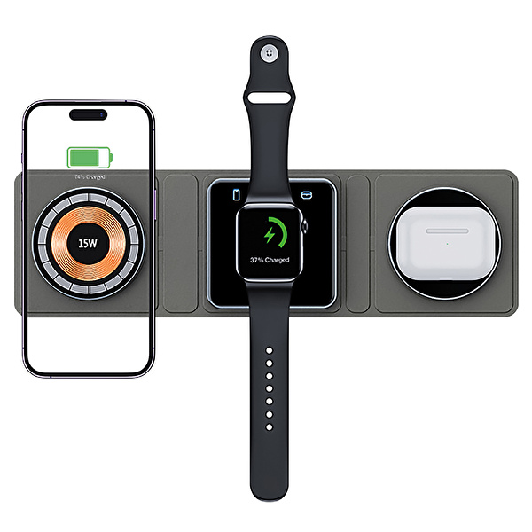 SUNIX 15W 3in1 Kablosuz Şarj Standı