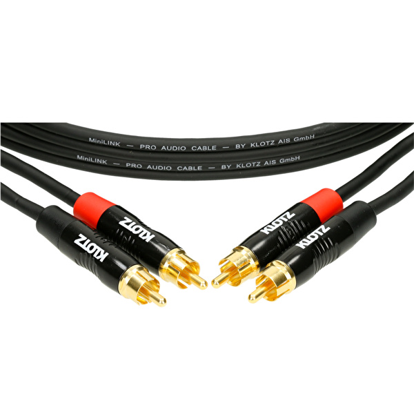 Klotz Pro Twincable Altın Uçlu 2x RCA - 2x RCA 90cm İkili Siyah Kablo