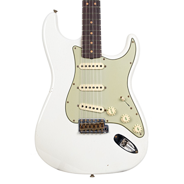 Fender Custom Shop 1964 Stratocaster Journeyman Relic Gülağacı Klavye Aged Olympic White Elektro Gitar