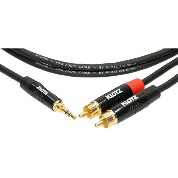 Klotz Pro Altın Uçlu Mini TRS Jack - 2x RCA Siyah 3m Y-Kablo