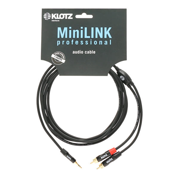 Klotz Pro Altın Uçlu Mini TRS Jack - 2x RCA 6mt Siyah Y-Kablo