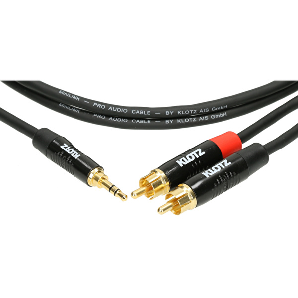 Klotz Pro Altın Uçlu Mini TRS Jack - 2x RCA 6mt Siyah Y-Kablo