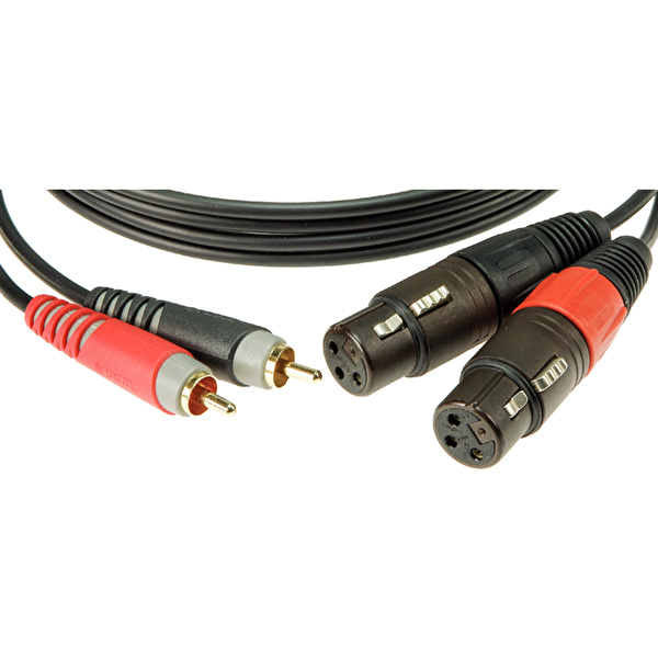 Klotz Twincable 2x RCA - 2x XLR Dişi 2mt Siyah İkili Kablo