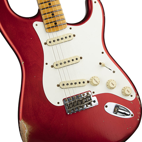 Fender Custom Shop S21 Limited Edition 1957 Stratocaster Relic Akçaağaç Klavye Aged Candy Apple Red Elektro Gitar