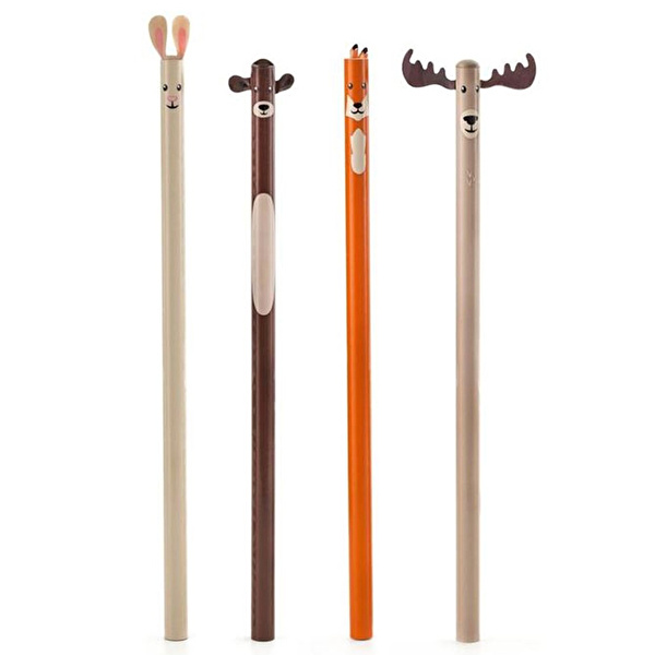 KIKKERLAND Hayvan Şekilli 4'lü Kalem Seti