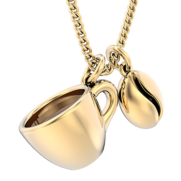 CHOCLI 18 Ayar Altın Kaplama Kahve & Çekirdek Kolye